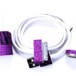 Iphone Charger - Zebra And Purple Glitter Wall And..
