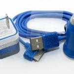 Glitter Iphone Charger - Blue Stripes - Includes..