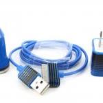 Blue Stripes Iphone Charger - Includes Cable, Wall..