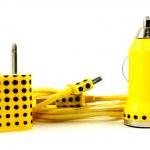 Yellow Charger With Polka Dot Design - Iphone..