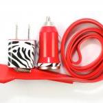 Zebra Print Red Iphone Charger - Extra Long 10..