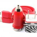 Zebra Print Red Mobile Phone Charger For Android..