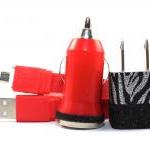 Red Mobile Phone Micro Usb Charger With Black And..
