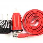 Red Mobile Phone Micro Usb Charger With Black And..