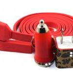 Bejeweled Cheetah Print Red Iphone Charger With..