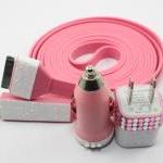 Glamour Pink Iphone Charger - Extra Long Cable