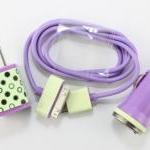 Glow In The Dark Purple Iphone Charger With Polka..