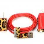 Cheetah Print Red Iphone Charger