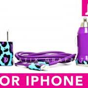 iPhone 5 Charger - Double Trouble Funky Cheetah Leopard iPhone Charger (Purple)