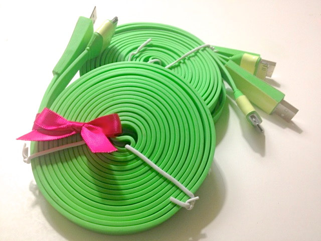 Iphone 4/4s Charger Xxl - 10 Ft Long Flat Noodle Iphone Charger (green)