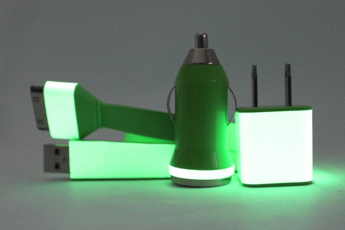 Glow In The Dark Iphone Charger - 3-in-1 Glow In The Dark Green Iphone 4/4s Charger