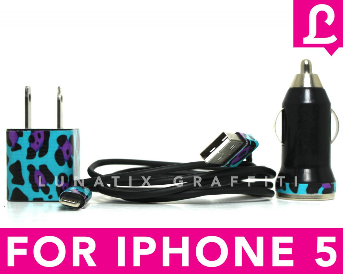 Iphone 5 Charger - 3-in-1 Triple Threat Funky Cheetah Leopard Iphone Charger (black)