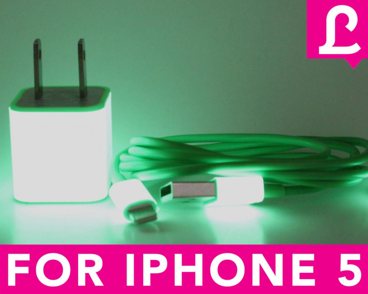 Glow In The Dark Iphone 5 Charger - 3-in-1 Glow In The Dark Green Iphone Charger - Ipad Mini Charger - Ipod Charger