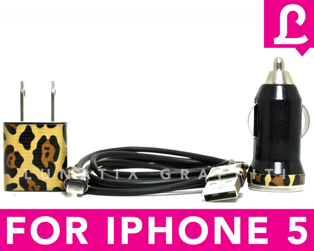 Iphone 5 Charger - 3-in-1 Triple Threat Funky Cheetah Leopard Iphone Charger (black)
