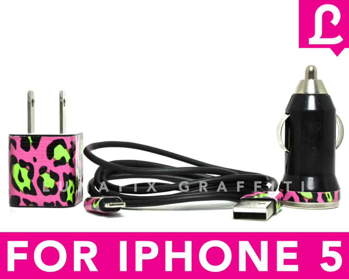 Iphone 5 Charger - 3-in-1 Triple Threat Funky Cheetah Leopard Iphone 5 Charger (black)