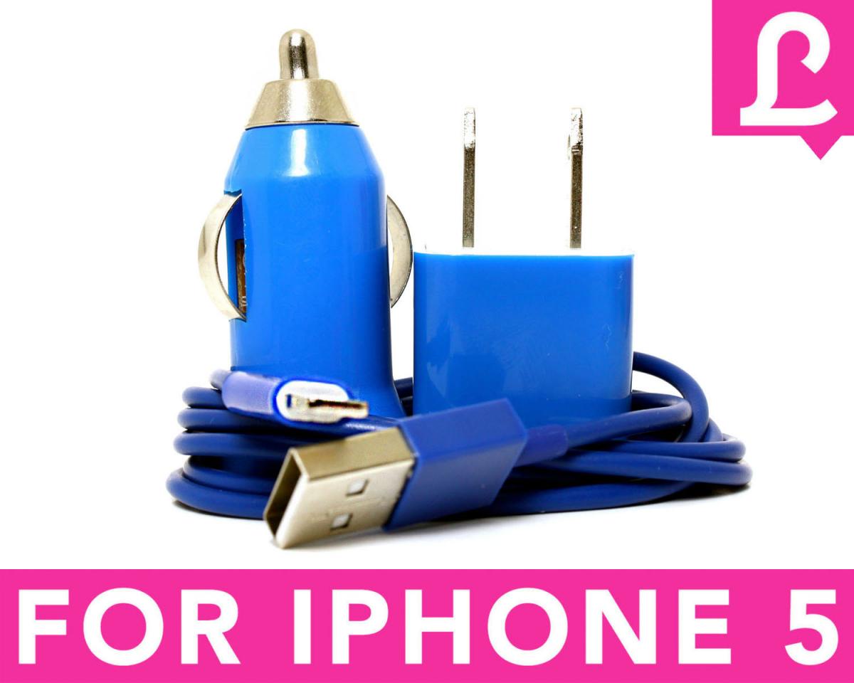 Iphone 5 Charger - 3-in-1 Blue Iphone Charger -