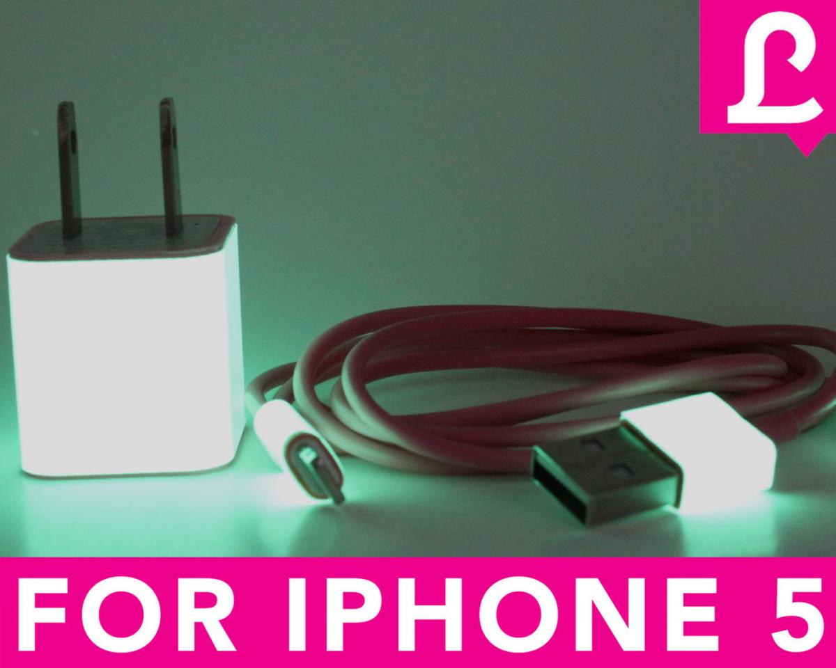 Glow In The Dark Iphone 5 Charger - 2-in-1 Glow In The Dark Pink Iphone Charger - Ipad Mini Charger - Ipod Charger