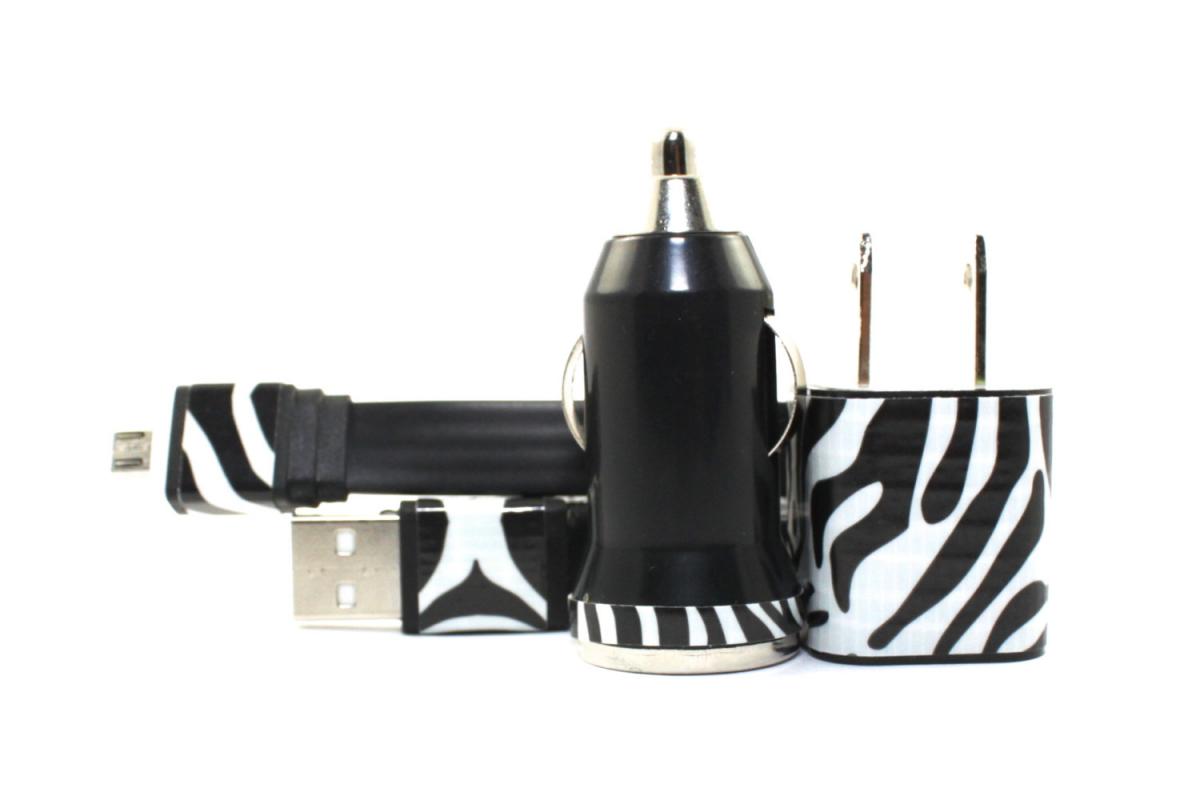 Zebra Print Mobile Phone Charger For Android Devices - Samsung, Htc, Sony Ericsson