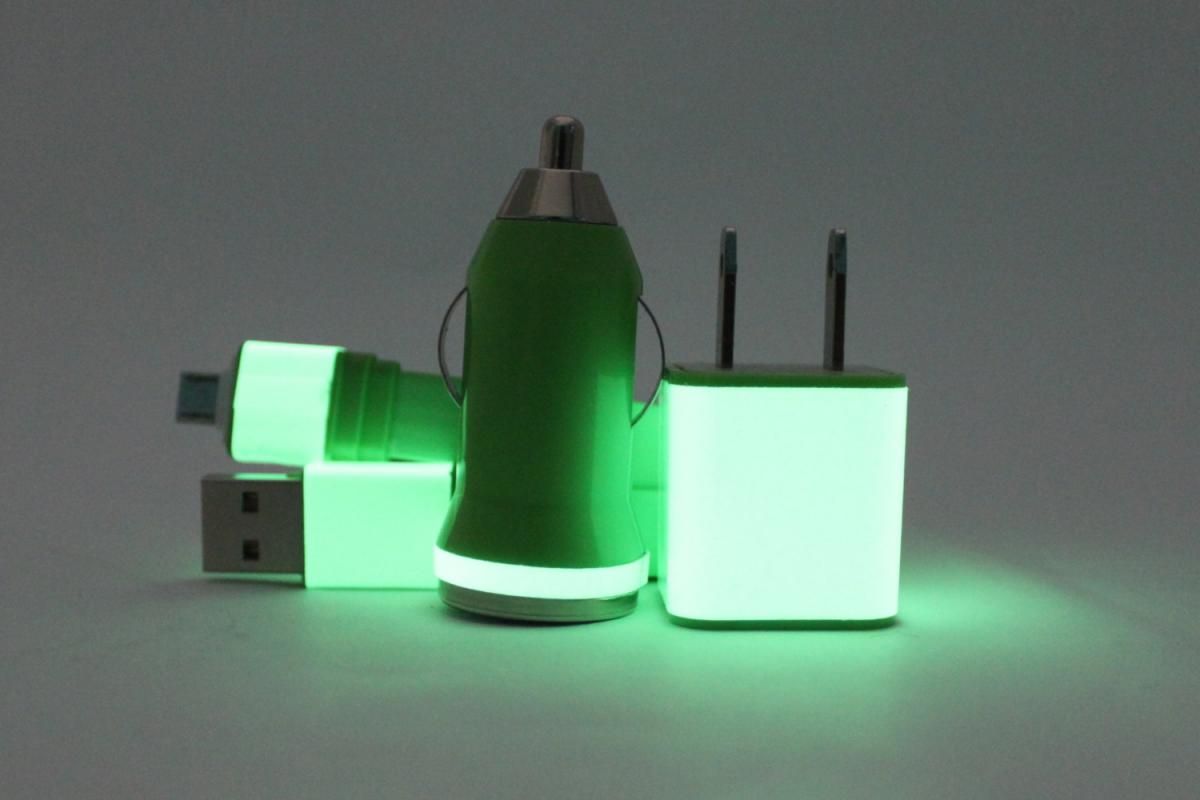 Glow In The Dark Green Mobile Phone Charger For Android - Samsung - Htc - Sony - Motorola - Micro Usb