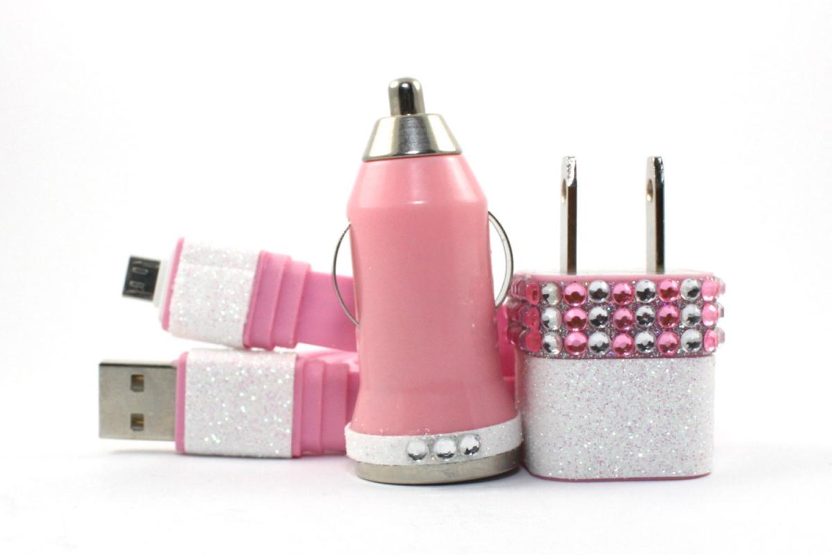 Glamour Pink Mobile Phone Charger For Android Devices - S3, Samsung, Galaxy, Blackberry
