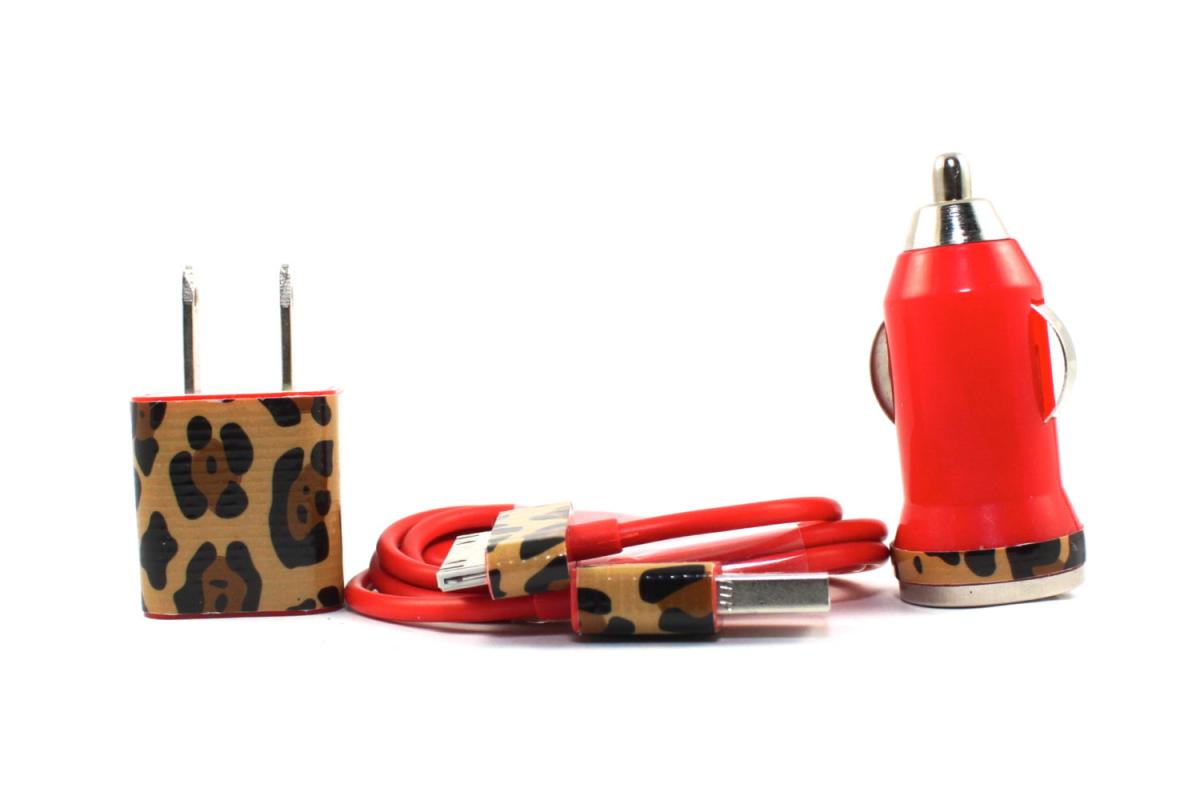Cheetah Print Red Iphone Charger